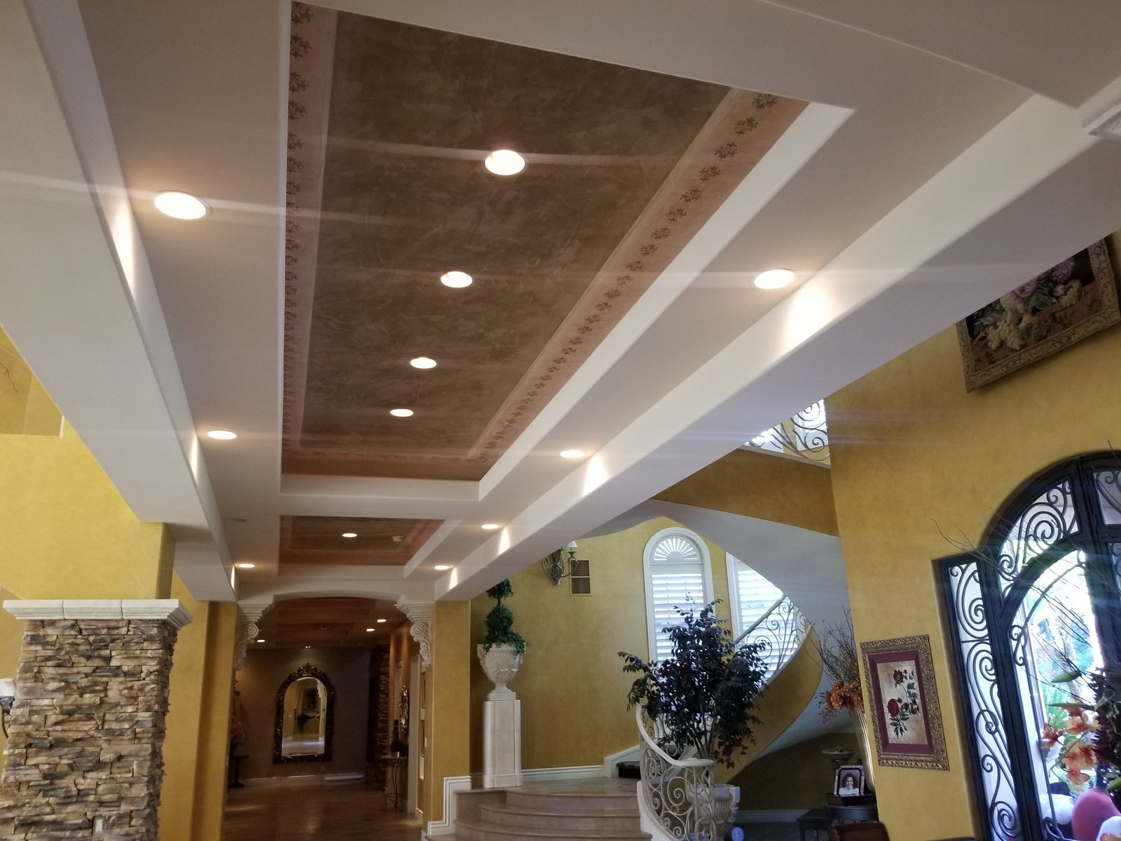 Ceilings done in Venetian Plaster Waxed in a custom color